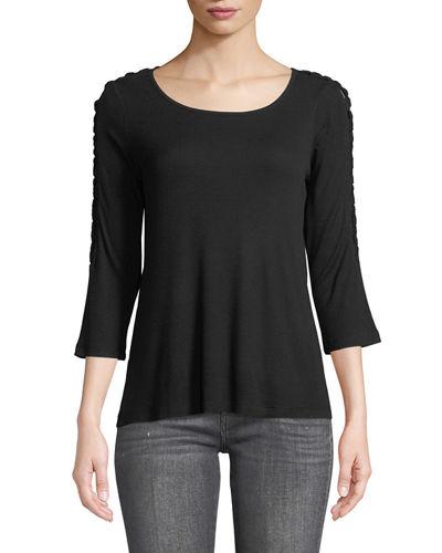 Ribbed Ladder-sleeve Tee