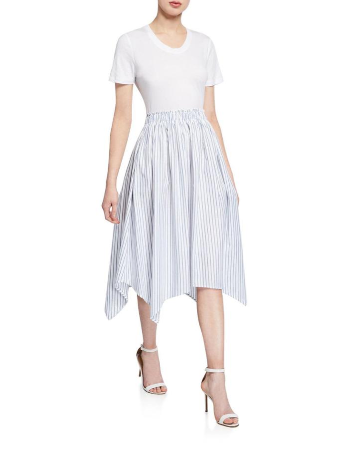 Striped Handkerchief-hem Combo Dress