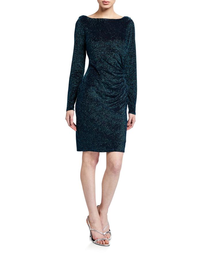 Glitter Knit Drape Back Dress