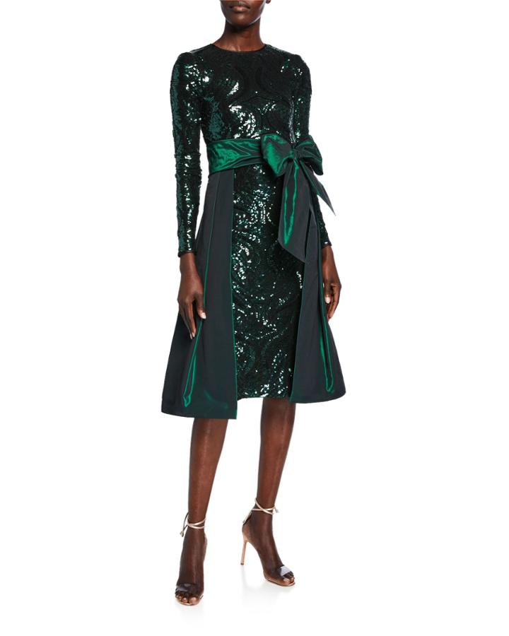 Sequin Cocktail Dress With Taffeta Overskirt