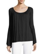 Bell-sleeve Boat-neck Relaxed Top