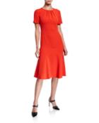Rose Short-sleeve Midi Dress With Back Cutout