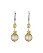 14k White Gold Yellow Sapphire, Opal & Pearl Earrings