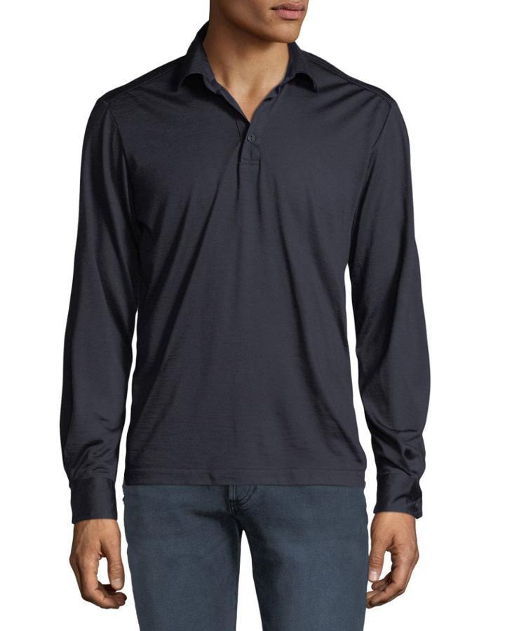 Men's Premium Wool Long-sleeve Polo