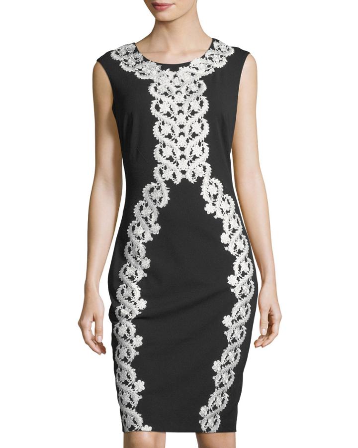Lace-applique Midi Cocktail