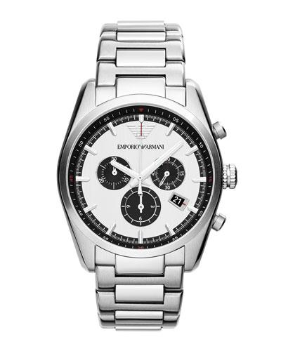 Sportivo Large Round Stainless Steel Chronograph Watch,