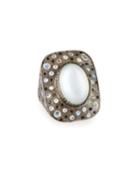 Spotted Spinel & Moonstone Oval Ring,