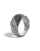 Classic Chain Silver Twisted Lava Ring,