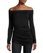 Off-the-shoulder Jersey Top, Black