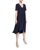 Gloria Scoop-neck Short-sleeve Handkerchief Dress