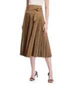 Pleated Midi Skirt With D-ring Belt