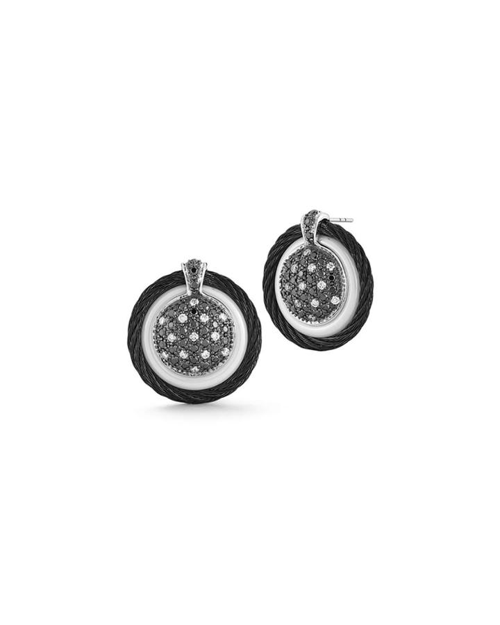 18k Diamond Pave Cable Circle Drop Earrings