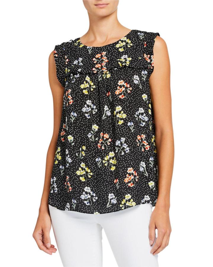 Sleeveless Floral Ruffle Top