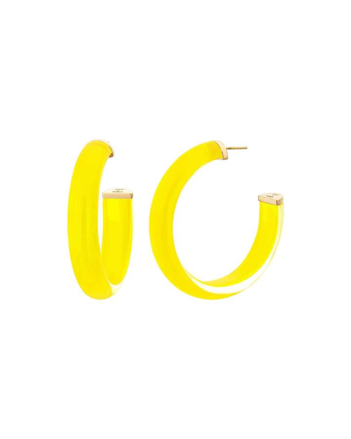 Lucite Hoop Earrings, Yellow