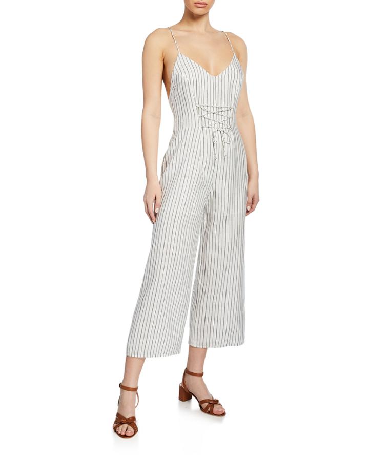 Adeline Stripe V-neck Palazzo Jumpsuit