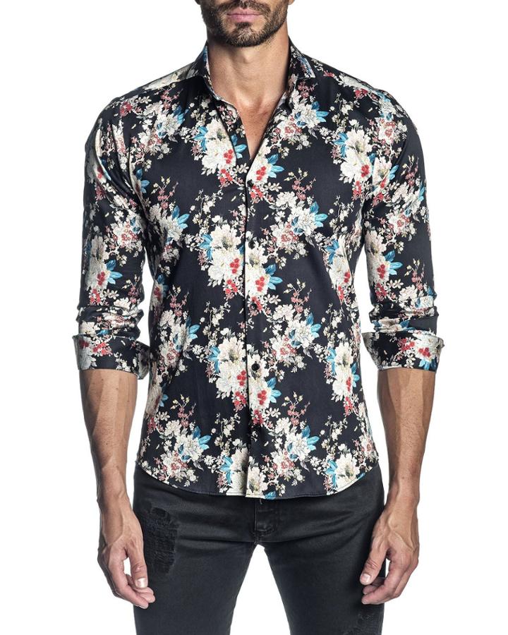 Men's Long-sleeve Floral Pattern