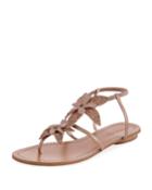 Ellis Flower Flat Sandals, Walnut