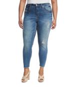 Distressed Pencil Ankle Jeans,