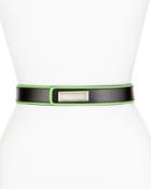 Two-tone Leather Belt, Black/green