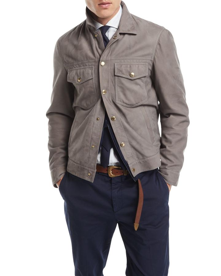 Suede Denim-style Jacket