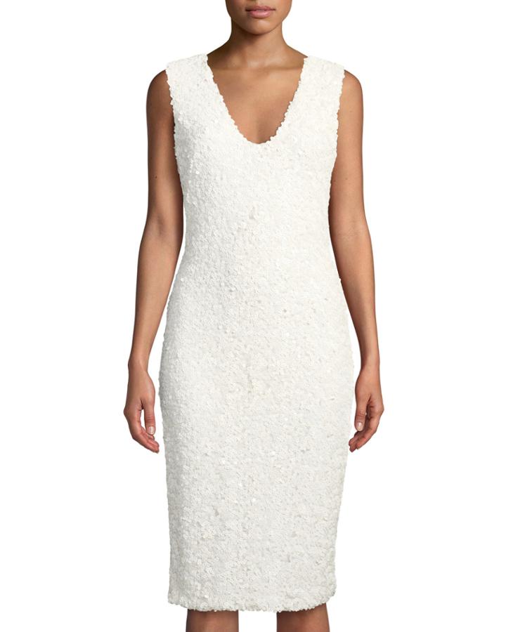 Luca V-neck Sleeveless Sequin Sheath Cocktail Dress