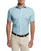 Day Glow Short-sleeve Sport Shirt, Turquoise
