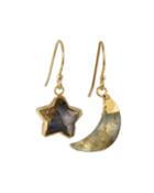 Star And Moon Earrings, Blue