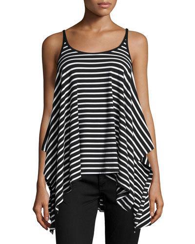 Drape Stripe-print Tank, Black/white