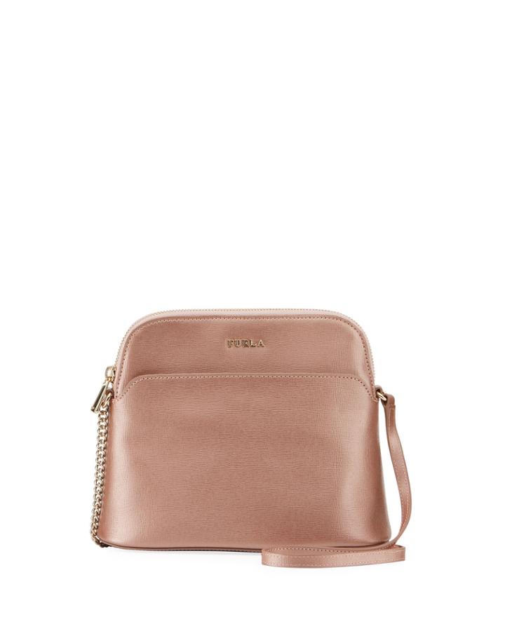 Miky Metallic Saffiano Leather Crossbody Bag
