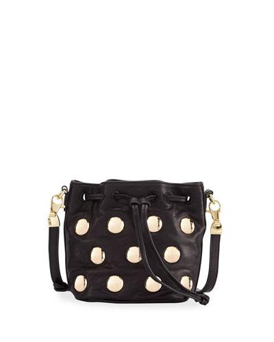 Paisley Studded Leather Crossbody Bag, Black