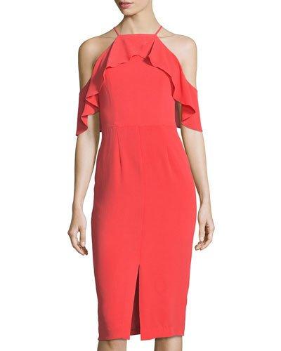 Cold-shoulder Halter Ruffled