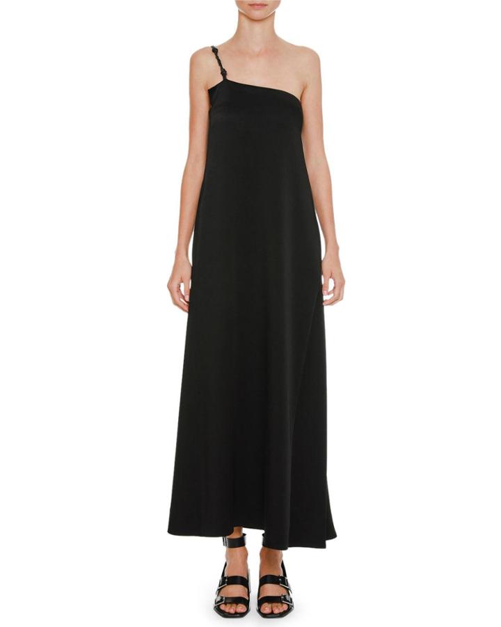Braided-strap One-shoulder Satin