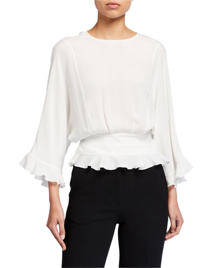 Silk Ruffled Hem Blouse