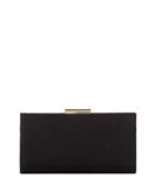 Push-lock Satin Box Clutch Bag, Nero