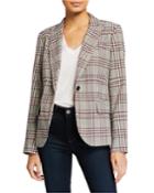 Plaid Single-button Blazer W/ Pockets