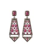 Glass-ruby Geometric Drop Earrings