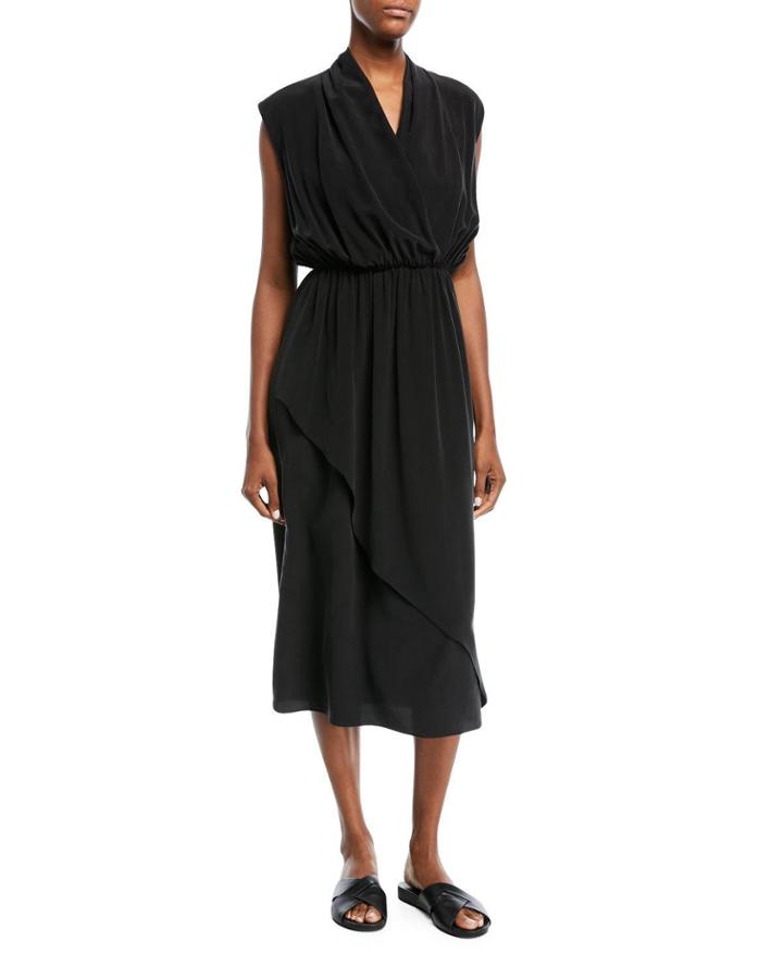 Draped Sleeveless Cross-front