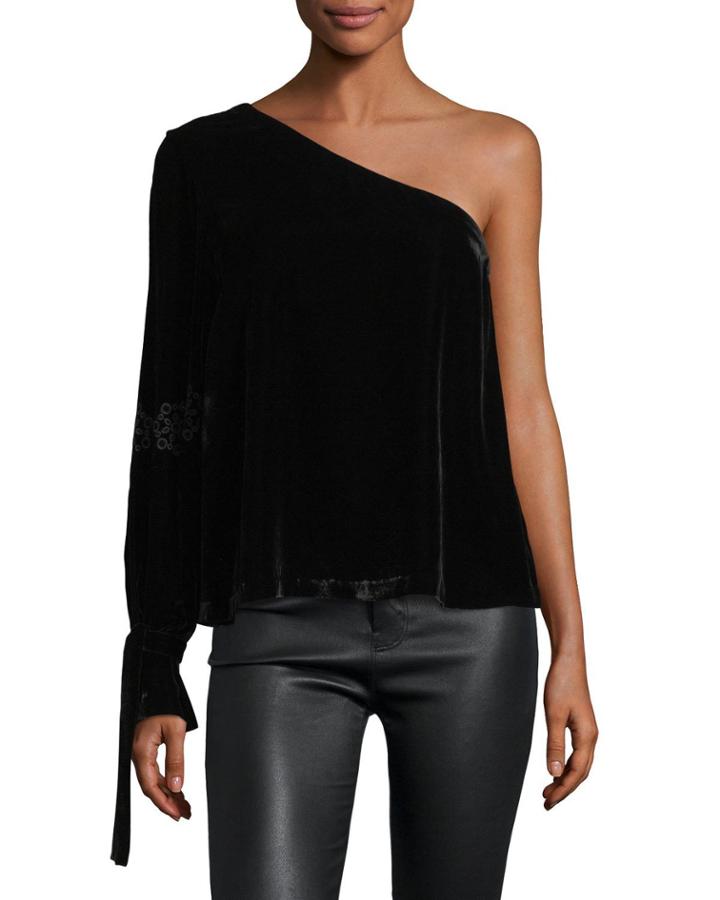 Anka One-shoulder Velvet Top