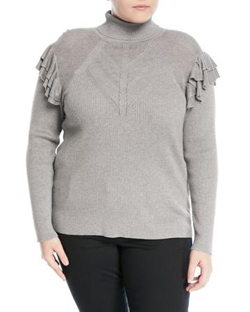 Ruffled Shoulder Turtleneck,