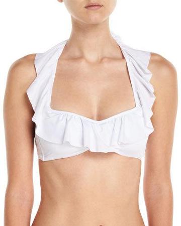 Ruffle Multi-wearable Swim Top, White