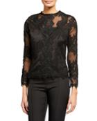 Lace Embroidered Long-sleeve Top