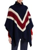 Cable-knit Wool Chevron Poncho