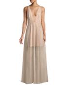 The Duff Long Formal Dress Gown W/ Tulle Skirt & Cutouts