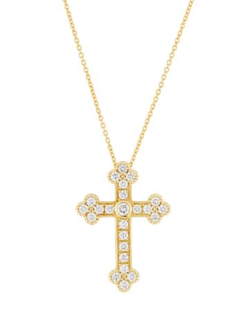 18k Medium Guinevere Diamond Cross Necklace