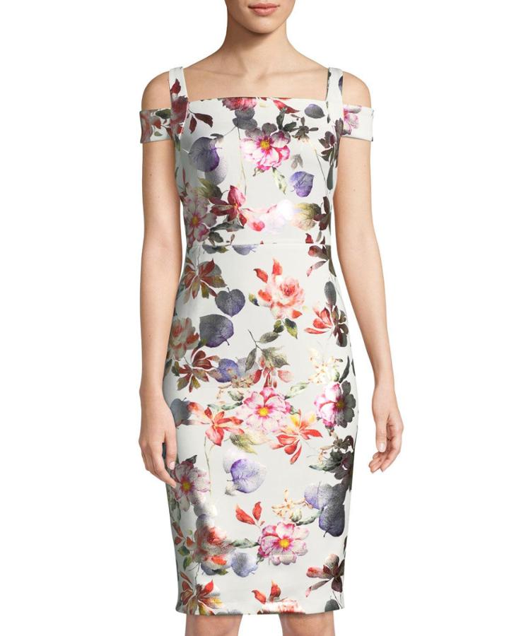 Cold Shoulder Foiled Floral