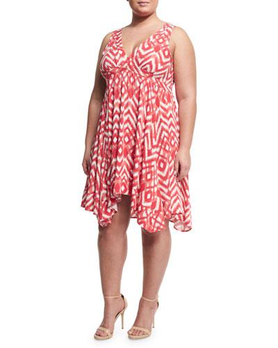 Sylvester Printed Asymmetric Dress, Red,