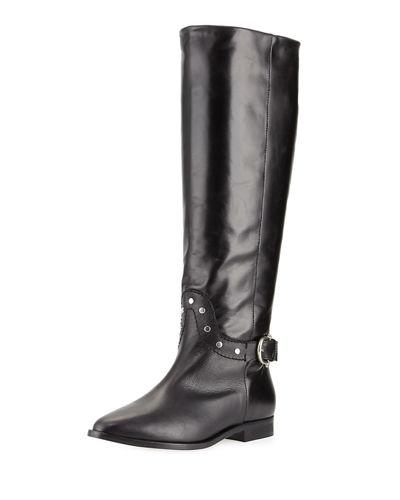 Reese Tall Studded Buckle Flat Boot