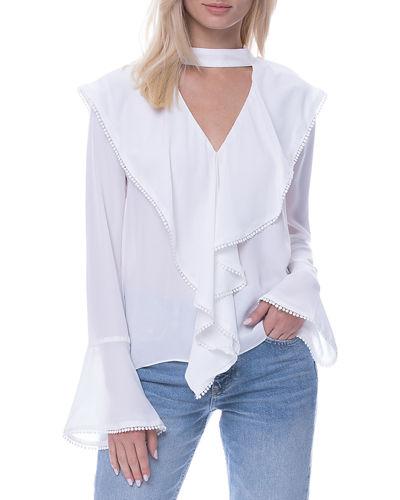 Choker-neck Cascading Blouse