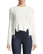 Linked Rib-knit Long-sleeve Sweater With