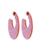 Sparkle Thick Hoop Earrings, Fuchsia